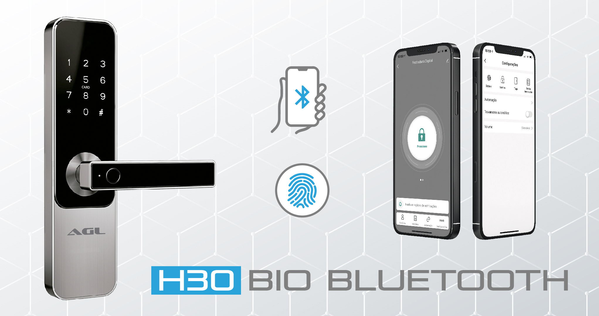 Fechadura Biométrica H30Bio Bluetooth